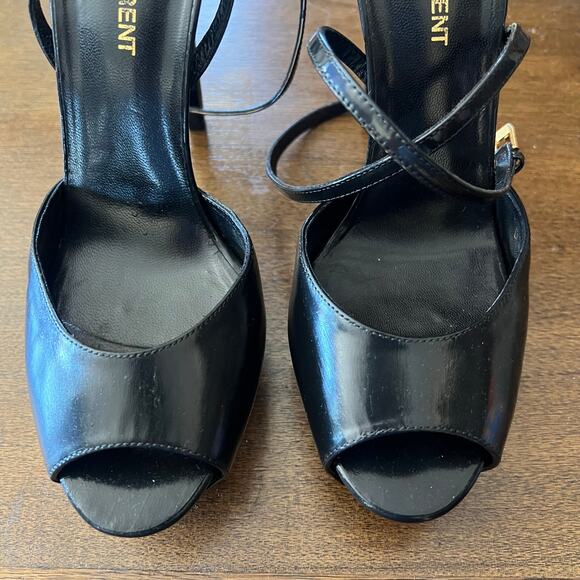 Saint Laurent YSL Patent Leather Black Pump Jodie Platform EU 38 US 6 - Picture 2 of 6